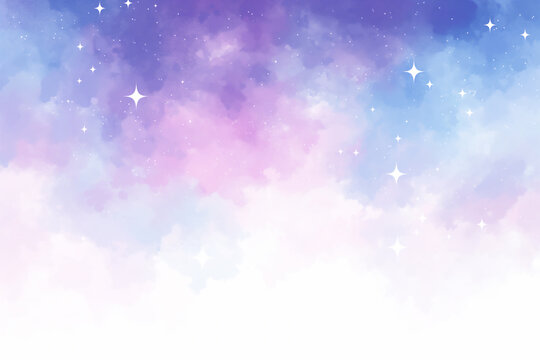 幻想的な青とピンクの雲とキラキラ光る星のテクスチャ背景