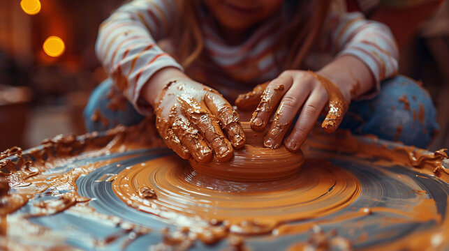 Children learn and practice making ceramic bowls, exploring creativity and pottery skills in a fun workshop.