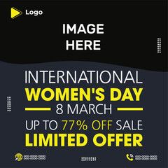 Women's day square fashion sale web banner and social media poster design template | Women's day modern stylish fashion sale instagram and social media post and banner template 