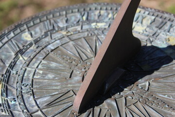 Old Sundial Close up With Shadow in Historic Cemetery
