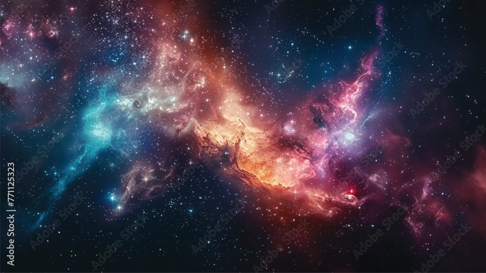Wall mural nebula and galaxies in space. abstract cosmos galaxy background