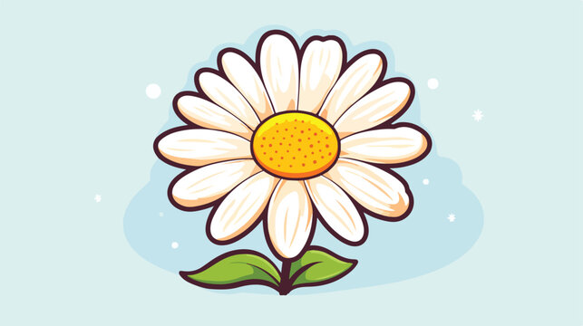 Cute white and yellow daisy flower cartoon hand dra