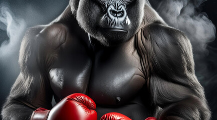 gorille boxeur - obrazy, fototapety, plakaty