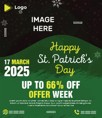 St. patrick's day stylish fashion sale instagram and social media post and banner template | Stain patrick's day sale banner and social media poster | St patricks party social media banner flyer 
