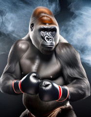 Fototapeta na wymiar gorille boxeur