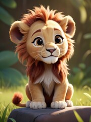 cute baby lion cartoon animation