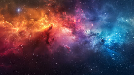 Colorful space nebula panorama with hot gas and newborn stars