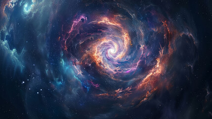 Space travel fantasy through a swirling vortex of stars and nebulae - obrazy, fototapety, plakaty