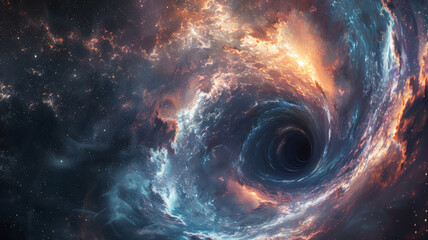 Space vortex gateway, swirling stars and nebulae hinting at other dimensions - obrazy, fototapety, plakaty