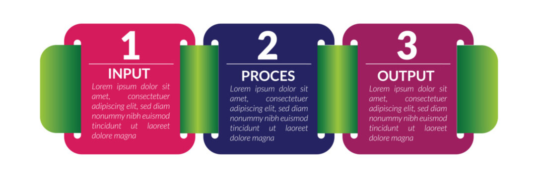 Infographic arrows with step input proces output
