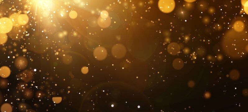 golden glitter texture,happy new year with blurred gold bokeh on black background
