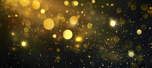 Fotobehang golden glitter texture,happy new year with blurred gold bokeh on black background © ellisa_studio