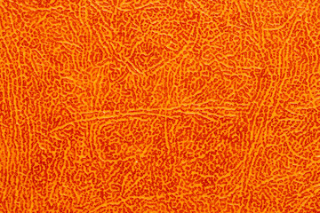 The orange background has a lot of texture and looks like it's made of leather
