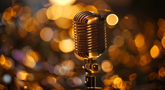 Golden microphone broadcasting wealth tips