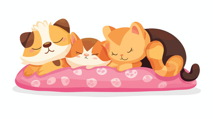 Obraz na płótnie Canvas Flat cartoon vector illustration cat and hamster sl