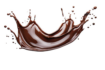 Chocolate Splash with Droplets and Waves, Isolated on White.