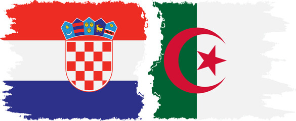 Algeria and Croatia grunge flags connection vector