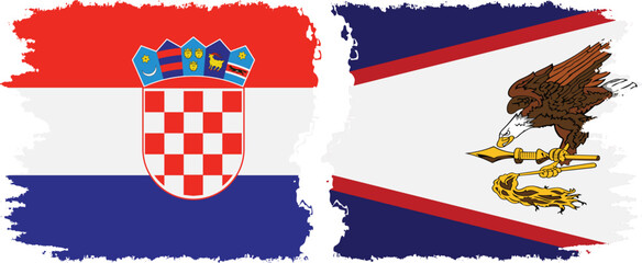 American Samoa and Croatia grunge flags connection vector