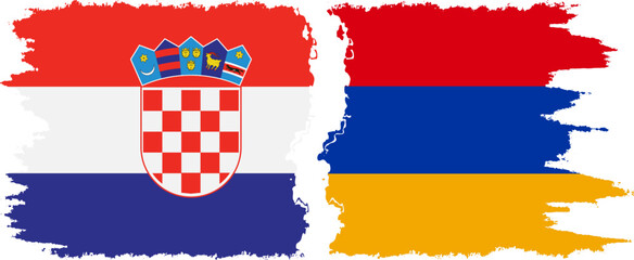 Armenia and Croatia grunge flags connection vector