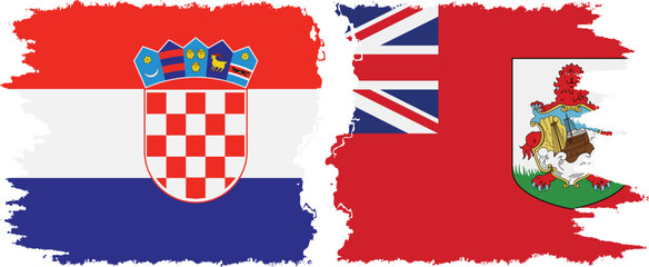Bermuda and Croatia grunge flags connection vector