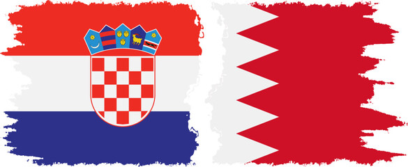 Bahrain and Croatia grunge flags connection vector