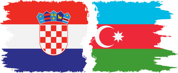 Azerbaijan and Croatia grunge flags connection vector