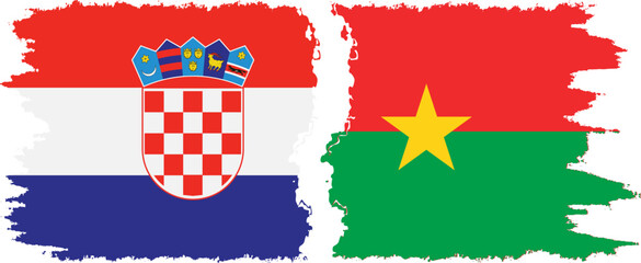 Naklejka premium Burkina Faso and Croatia grunge flags connection vector