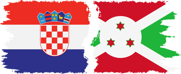 Burundi and Croatia grunge flags connection vector