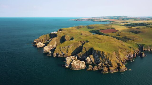St Abbs Head Aerial Majesty: Unveiling the Untouched Beauty of Highlands Cliffs, Scotland, United Kingdom, Europe.