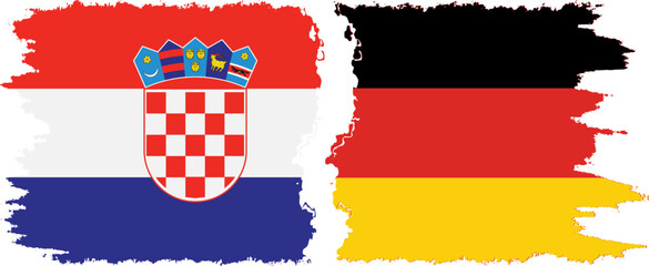 Germany and Croatia grunge flags connection vector