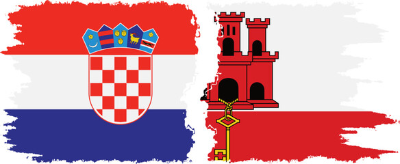 Gibraltar and Croatia grunge flags connection vector