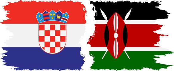 Kenya and Croatia grunge flags connection vector