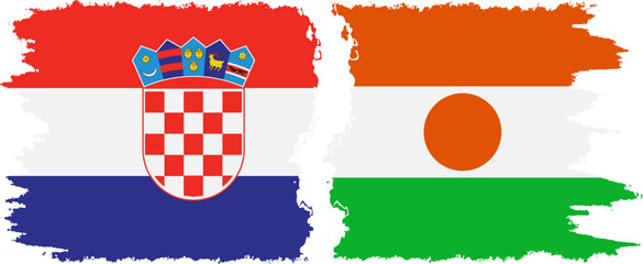 Niger and Croatia grunge flags connection vector - obrazy, fototapety, plakaty