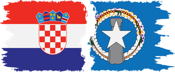 Northern Mariana Islands and Croatia grunge flags connection vector