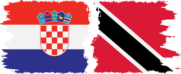 Trinidad and Tobago and Croatia grunge flags connection vector