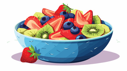 Flat vector icon of appetizing fruit salad. Sliced