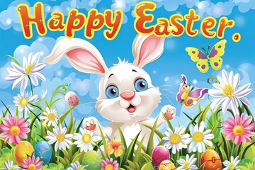 Obraz na płótnie Canvas Easter Greetings: cute clip art with phrases like 