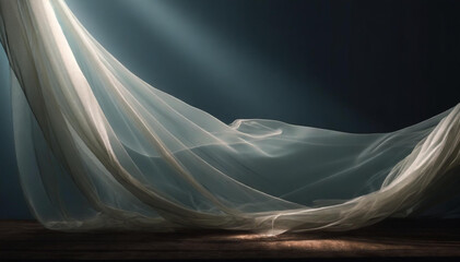 Lighter transparent fabric moves loosely in the wind. - obrazy, fototapety, plakaty