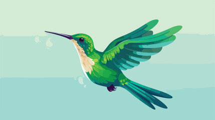 Flat vector icon of flying colibri. Small tropical