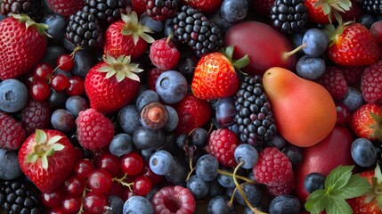 A delightful assortment of fruits and berries offering a visual feast for the eyes  raw AI generated illustration