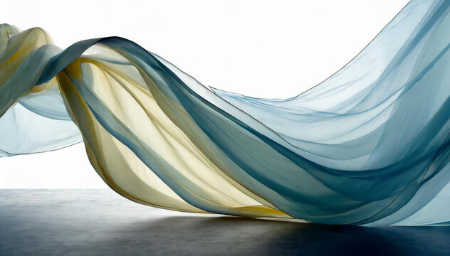 Lighter transparent fabric moves loosely in the wind.