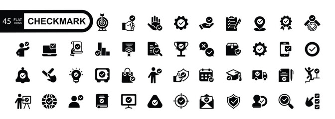 Check Marks sign - web icon set. Contains such Icons as confirm, approved, check list, warranty and more. Simple vector illustration