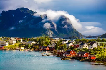 Fotobehang Reinefjorden Lofoten is an archipelago in the county of Nordland, Norway.