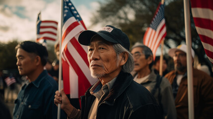 a group of asian american protest