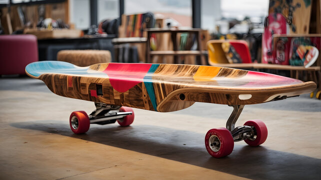 Painted skateboards made recycled material