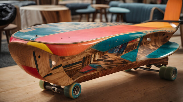 Painted skateboards made recycled material