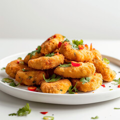Delicious Chicken Nuggets with Veggie Accompaniments: Crispy and Flavorful
