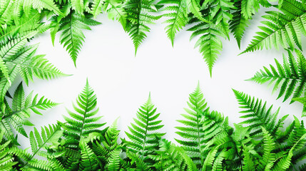 Fern botanical background, view from above, flat lay