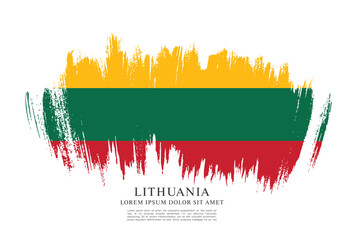 Flag of Lithuania, brush stroke background © Igorideas