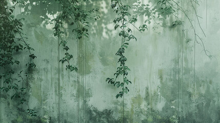 A muted sage green, gently cascading down the wall, reminiscent of a tranquil forest glade in springtime.